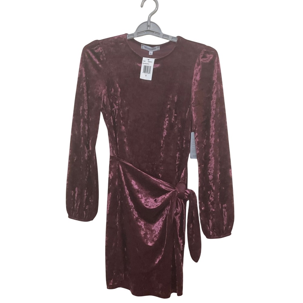 The Vanity Room Faux Wrap Dress Women S Magenta New Crushed Velvet Long Sleeve